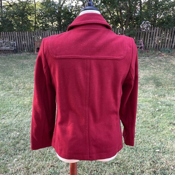 Womens Gap Red Toggle Coat Medium Wool Blend Fully Lined Classic Style Warm Oute - Picture 3 of 13